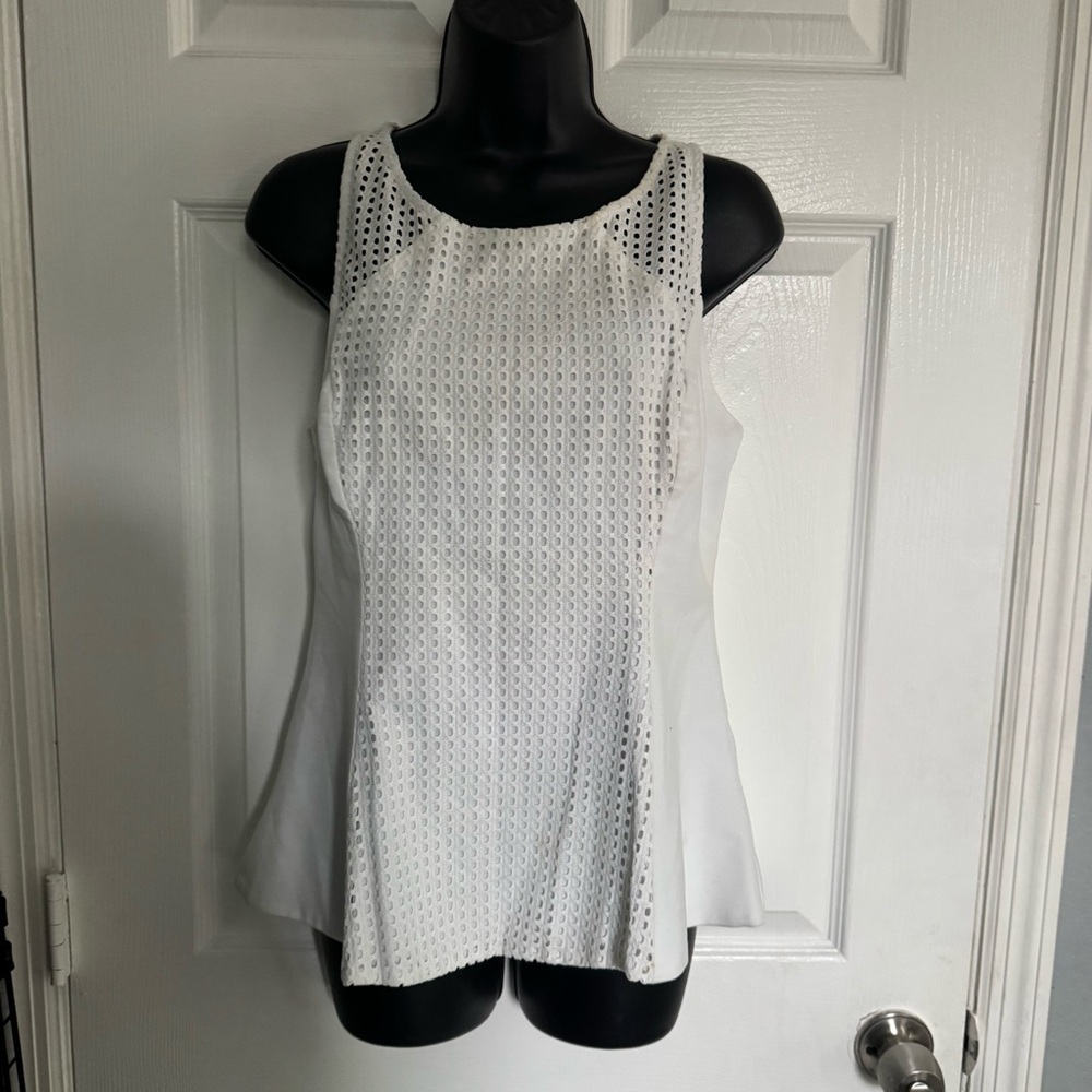 Guess White Eyelet Tank Top